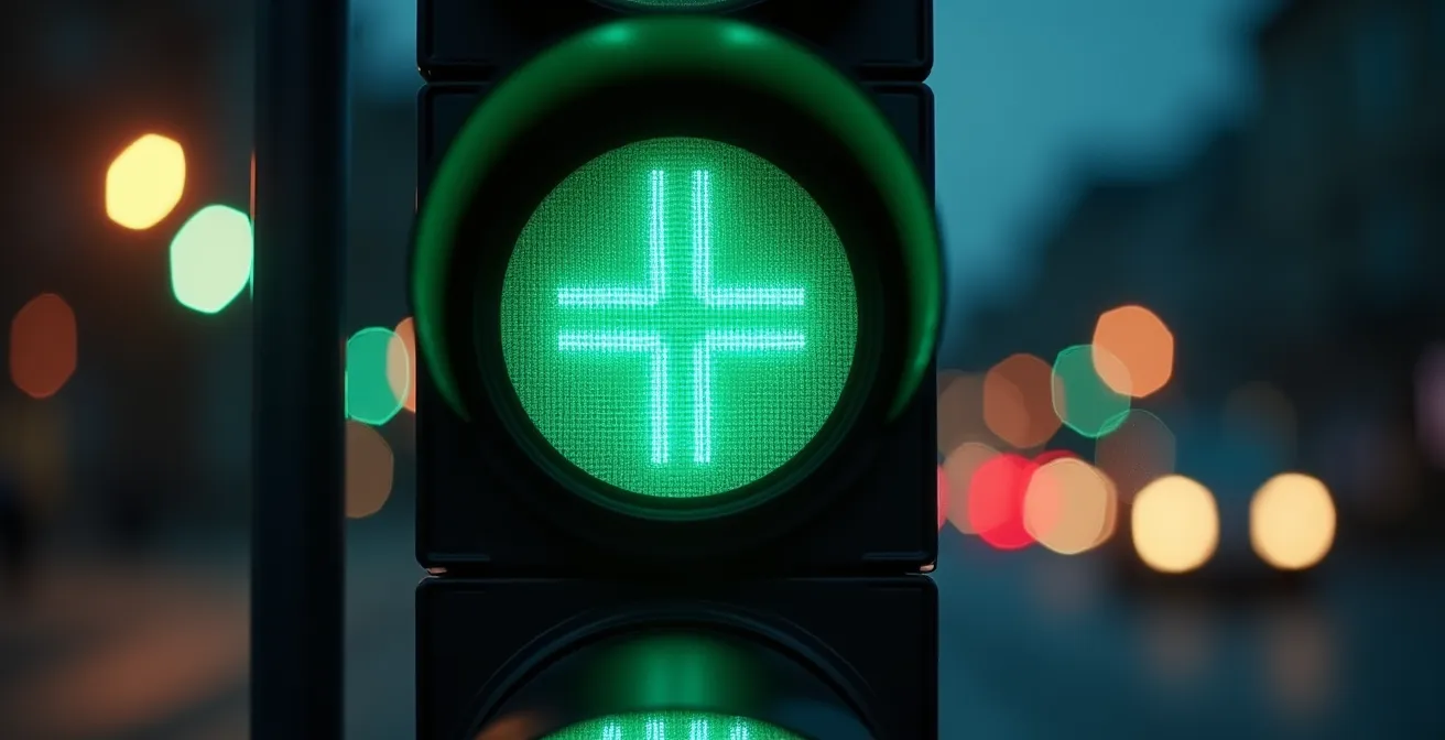 Photo de feux de signalisation verts avec arrière-plan flou symbolisant la décision éclairée